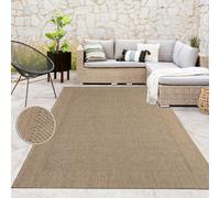 Paco Home Tappeto Per Esterno Terrazzo Balcone Tappeto Cucina Bordura Sisal Monocolore Beige, Dimensione:80x150 cm