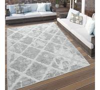 Tappeto per interni ed esterni, motivo marmorizzato a rombi, grigio