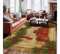 Tappeto per la calza di Natale, con scatola regalo natalizia rossa a pelo basso, rettangolare, per soggiorno, camera da letto, aula, dormitorio, 15,2 x 22,9 cm