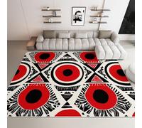 Tappeto per la Casa 180 x 240 cm, Tappeto Pelo Basso e Antiscivolo Geometrico Triangoli Rossi E Neri Strisce Tappeti per Camera dei Bambini Sala da Pranzo Arredamento Domestico Tradizionale Africano