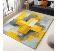 Tappeto per la Casa 60 x 90 cm, Tappeto Pelo Basso e Antiscivolo Geometria Quadrata Simboli, Tappeti per Camera dei Bambini Sala da Pranzo Arredamento Domestico Arte Astratta