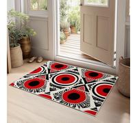 Tappeto per la Casa 60 x 90 cm, Tappeto Pelo Basso e Antiscivolo Geometrico Triangoli Rossi E Neri Strisce Tappeti per Camera dei Bambini Sala da Pranzo Arredamento Domestico Tradizionale Africano
