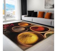 Tappeto per la Casa 80 x 150 cm, Tappeto Pelo Basso e Antiscivolo Spezie Colorate Geometria Tappeti per Camera dei Bambini Sala da Pranzo Arredamento Domestico Realismo