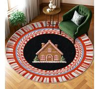 Tappeto per la casa di pan di zenzero, motivo natalizio con bastoncini di zucchero e albero di Natale, a pelo basso, per casa, non perde pelo, per soggiorno, camera da letto, sotto il tavolo