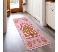 Tappeto per la casa di pan di zenzero, motivo natalizio con bastoncini di zucchero e vortici, antiscivolo, rettangolare, per cucina, ingresso, lavanderia, corridoio, 6 x 1,5 m
