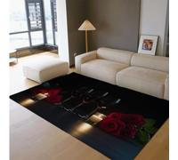 Tappeto per l'area di decorazione per matrimoni romantico a lume di candela e motivo a rose rosse Tappeti sottili antiscivolo per il soggiorno Corridoio Hotel Ristorante 90x120cm
