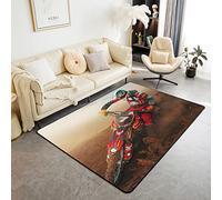 Tappeto per moto da cross, antiscivolo, per bambini, resistente, a tema sport estremi, per soggiorno, camera da letto, interni, ingresso, camera da letto, sala giochi, 150 x 200 cm