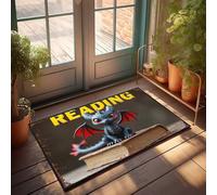 Tappeto per porta d'ingresso all'aperto con drago leggendo avventura: un racconto fantasy aperto zerbino Decore per camera retrò decorazione della stanza (65 x 90 cm)