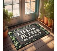 Tappeto per porta d'ingresso, con scritta "Outdoor Life Is Better At The Track: un cartello rustico con Nature'S Touch", zerbino decorativo per la stanza in stile retrò (40 x 60 cm)