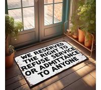 Tappeto per porta d'ingresso, con scritta "Reserved Rights: Denial of Service Policy", zerbino per esterni, impermeabile, divertente decorazione per camera da letto (65 x 90 cm)