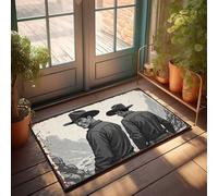 Tappeto per porta d'ingresso, motivo: due cowboy nel selvaggio West, divertente tappetino per porta d'ingresso, set di tappetini da bagno per esterni (50 x 80 cm)