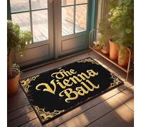 Tappeto per porta d'ingresso per esterni Golden Elegance: The Vienna Ball Invitation Sign Zerbino Decore per la stanza Decorazione retrò della stanza (65 x 90 cm)