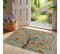 Tappeto per porta floreale Primavera Tappeto per uccelli colorato interno esterno decorazione rustica in gomma impermeabile antiscivolo assorbente polvere facile da pulire 73x43cm