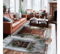 Tappeto per porta, ghirlanda rustica invernale lanterna natalizia marrone antiscivolo bordo bordo bordo tappeto rettangolare tappeto per soggiorno, camera da letto, aula appartamento, decorazione 15,2