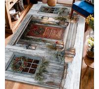 Tappeto per porta, inverno rustico ghirlanda lanterna natale marrone a pelo basso estetico rettangolare tappeto per pavimento casa tappeto per soggiorno, camera da letto, sala da pranzo, scrivania