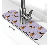 Tappeto per rubinetto pastore tedesco n. 1017 per lavello da cucina assorbente ad asciugatura rapida, protezione dagli schizzi, bel tappetino di drenaggio per lavello da cucina