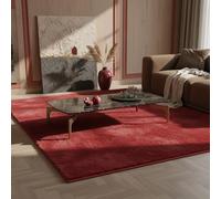 Tappeto per Salotto Colore Uniforme Uni Facile da Pulire Lavabile Resistente Rosso 240x340 cm Soggiorno Adatto per Riscaldamento a Pavimento OEKO-TEX Bordi Rilegati Corridoio Sala da Pranzo