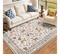 Tappeto per soggiorno, 60 x 110 cm, lavabile, antiscivolo, pastorale, a pelo basso, per camera da letto e ingresso, sovrapposizione, motivo botanico, floreale, animale, ghepardo, decorazione per la
