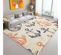 Tappeto per soggiorno 60 x 120 cm, Corridore Scendiletto per Corridoio Retrò Elementi nautici Gancio - Colorato Tappeto Lavabile Moderno per Cucina Ingresso Bagno Camera Scale