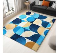 Tappeto per soggiorno, 80 x 150 cm, motivo geometrico astratto, semi-cerchio, antiscivolo, lavabile, per camera da letto, pavimento a pelo corto, resistente, super morbido, multicolore, per ufficio