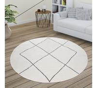 Tappeto per soggiorno a rombi scandinavi, moderno, bianco, vari design e misure