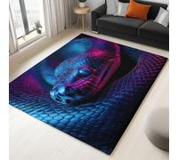 Tappeto per soggiorno Blu 80 x 150 cm , Fantasia Fotografia Animali Pitone Nero tappeto a pelo corto antiscivolo lavabile in lavatrice - facile da pulire per soggiorno sala da pranzo ufficio in casa