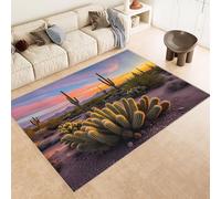 Tappeto Per Soggiorno Cactus del sole, Tappeto Vintage Deserto di fiori, Lavabile in Lavatrice Pelo Corto Grandi Tappeti Antiscivolo Classico Carpet Rug per Camera da Letto 100x140cm