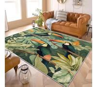 Tappeto per Soggiorno Camera 160x230cm Picchio Della Giungla Disegnato a Mano Pelo Corto e Stampato Tappeti, Morbido e Antiscivolo Tappeto Verde Chiaro in Lavabile in Lavatrice per Facile Manutenzione