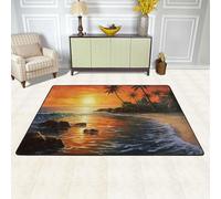 Tappeto per soggiorno, camera da letto, assorbente, antiscivolo, lavabile, grande, morbido, con palme, sole, paesaggio, per sala giochi, ufficio, decorazione per la casa, 182,9 x 121,9 cm