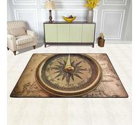 Tappeto per soggiorno, camera da letto, assorbente, antiscivolo, lavabile, grande, morbido, motivo legge della bussola, per sala giochi, ufficio, decorazione per la casa, 91,4 x 61 cm