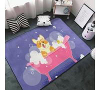 Tappeto per soggiorno, camera da letto, cane lava in un bagno rosa, morbido, lavabile, 3 x 5 cm, tappeto antiscivolo, tappeto per interni, decorazione estetica per camera da letto