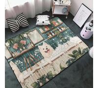 Tappeto per soggiorno, camera da letto, cane nella vasca da bagno tropicale, morbido, lavabile, 3 x 5 cm, tappeto antiscivolo, tappeto per interni, decorazione estetica per camera da letto