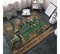 Tappeto per soggiorno, camera da letto, cani su uno scuolabus, morbido, lavabile, 3 x 5 cm, tappeto antiscivolo, tappeto per interni, decorazione estetica per camera da letto
