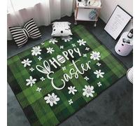 Tappeto per soggiorno, camera da letto, con scritta "Happy Easter", morbido, lavabile, 3 x 5 cm, antiscivolo, per interni, camera da letto, decorazione estetica