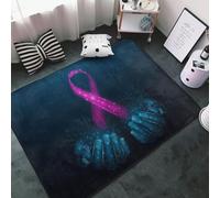 Tappeto per soggiorno, camera da letto, due mani umane tengono il nastro rosa consapevolezza morbido lavabile 3 x 5 tappeto antiscivolo, tappeto per interni, decorazione estetica per camera da letto