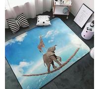 Tappeto per soggiorno, camera da letto, elefante giraffa supera la paura camminando su corda alta, morbido, lavabile, tappeto antiscivolo per interni, camera da letto, decorazione estetica