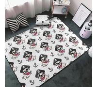 Tappeto per soggiorno, camera da letto, il cane indossa un costume da pirata, morbido, lavabile, 3 x 5 cm, tappeto antiscivolo, per interni, camera da letto, decorazione estetica