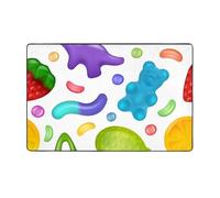 Tappeto per soggiorno, camera da letto, interni, decorazione estetica per camera da letto, motivo caramelle gommose, 7 x 12 cm, antiscivolo, lavabile, 152 x 99 cm