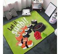 Tappeto per soggiorno, camera da letto, Let it Sushi, morbido, lavabile, 3 x 5 cm, antiscivolo, per interni, camera da letto, decorazione estetica