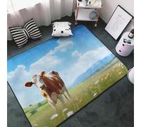 Tappeto per soggiorno, camera da letto, mucca, pascolo, natura, morbido, lavabile, 3 x 5 cm, tappeto antiscivolo, tappeto per interni, decorazione estetica per camera da letto