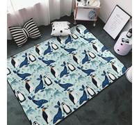 Tappeto per soggiorno, camera da letto, pinguini, delfini, balene, morbido, lavabile, 3 x 5 cm, antiscivolo, per interni, camera da letto, decorazione estetica