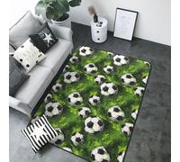 Tappeto per soggiorno con erba verde, motivo pallone da calcio, 13 x 17 cm, morbido lavabile, antiscivolo, per interni ed esterni, per sala da pranzo, cameretta dei bambini, ufficio, 203 x 147 cm