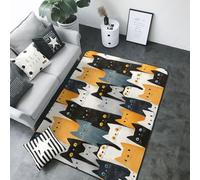 Tappeto per soggiorno, con graziosa stampa di gatti multicolore, 13 x 17 cm, per camera da letto, morbido, lavabile, antiscivolo, per interni ed esterni, per sala da pranzo, cameretta dei bambini