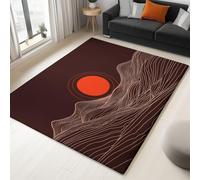 Tappeto per Soggiorno con Motivo Stampato Minimalismo Colline Sole Arancione, Tappeti a Pelo Corto Rosso Scuro, Morbidi e Soffici per la Camera, Tappeto Schienale Antiscivolo (80 x 150 cm)