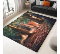 Tappeto per Soggiorno con Motivo Stampato Natura Carino Animale Cervo, Tappeti a Pelo Corto Terra D'Ombra, Morbidi e Soffici per la Camera, Tappeto Schienale Antiscivolo (120 x 170 cm)