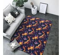 Tappeto per soggiorno con stampa di dinosauri e fiamme, 13 x 17 cm, morbido lavabile, antiscivolo, per interni ed esterni, per sala da pranzo, cameretta dei bambini, ufficio, 203 x 147 cm