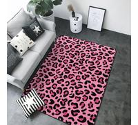 Tappeto per soggiorno con stampa leopardata rosa, 13 x 17 cm, morbido e lavabile, antiscivolo, per interni ed esterni, per sala da pranzo, cameretta dei bambini, ufficio, 203 x 147 cm
