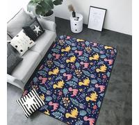 Tappeto per soggiorno con stampa Q con stampa di dinosauri in stile cartone animato, 13 x 17 cm, morbido lavabile, antiscivolo, per interni ed esterni, per sala da pranzo, cameretta dei bambini