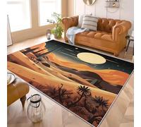 Tappeto per Soggiorno e Camera 160x230 cm Illustrazione Della Luna Nel Deserto Pelo Corto e Stampato Tappeti, Morbido e Antiscivolo Tappeto Arancia in Lavabile in Lavatrice per Facile Manutenzione