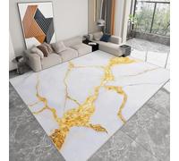 Tappeto per soggiorno, effetto marmo, 140 x 200 cm, morbido, beige, a pelo corto, lavabile, antiscivolo, perfetto per camera da letto, sala da pranzo e decorazione per la casa